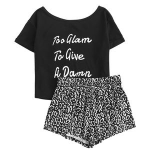 DIDK Women's Print Tee and Shorts Pajama Set